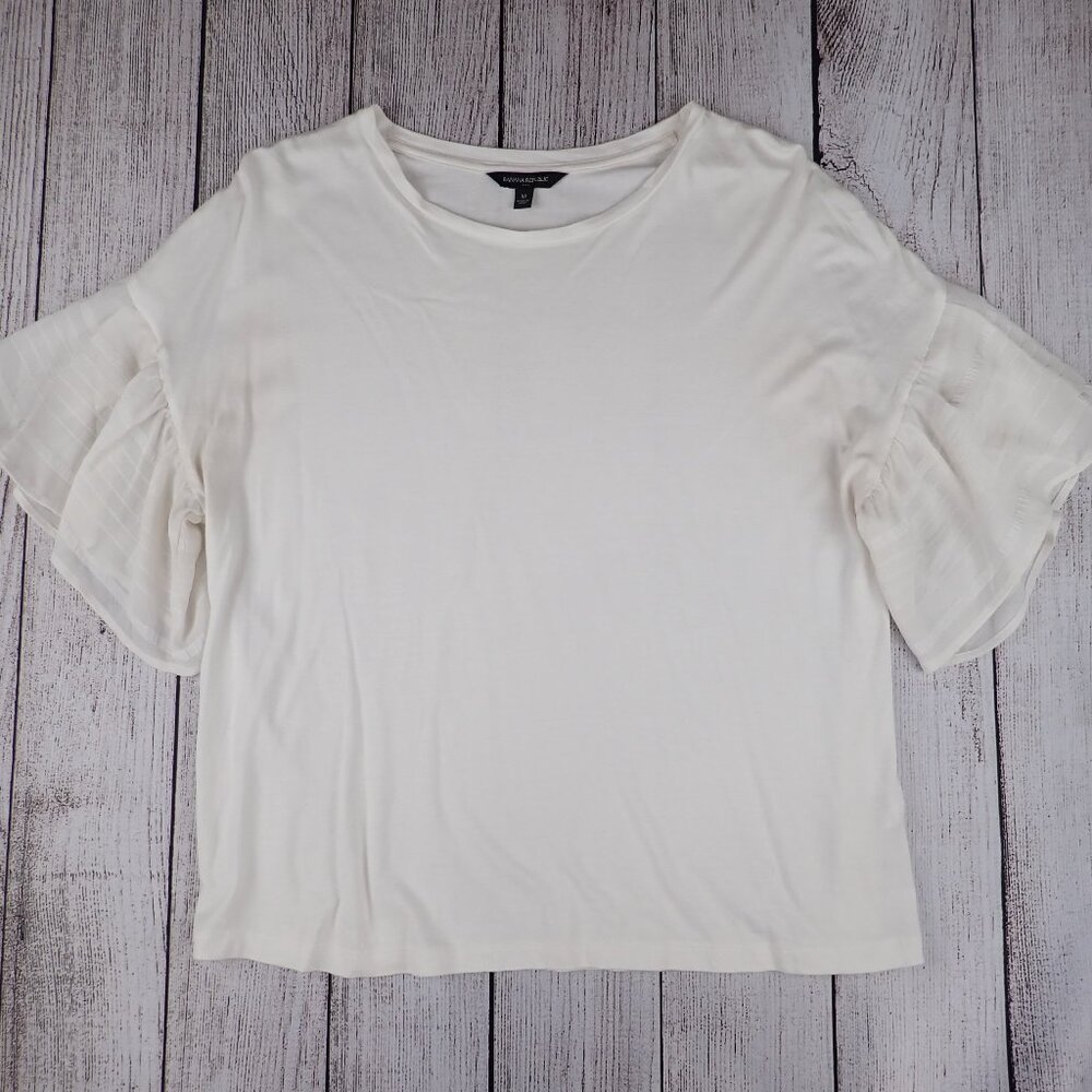 Banana Republic Factory Womens M White Flutter Short Sleeve Blouse